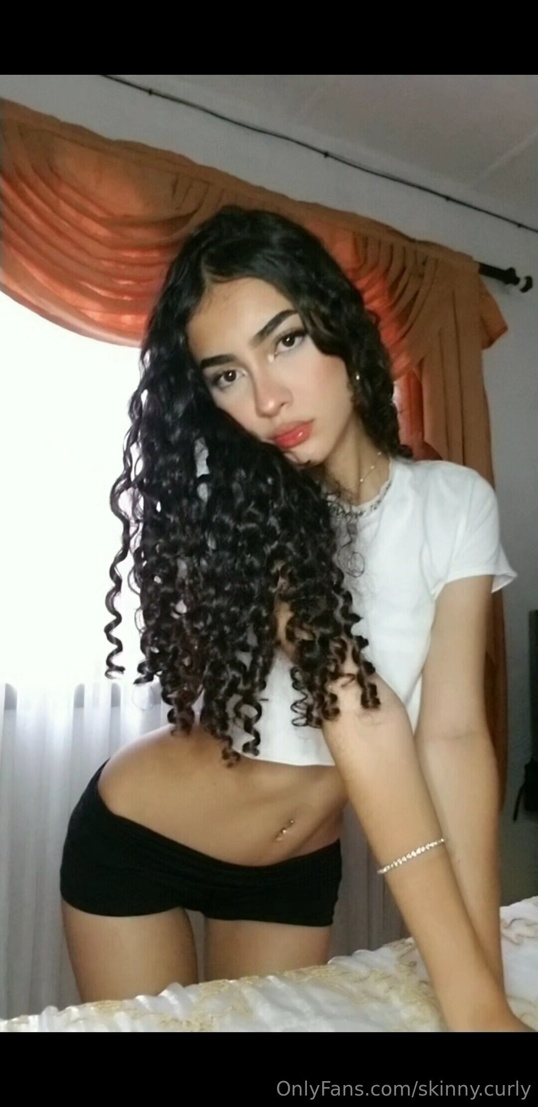 Skinny Curly pornstar naked image